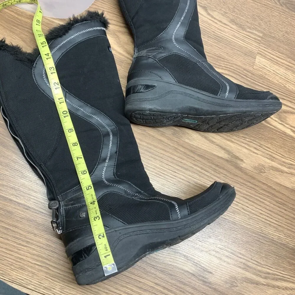 BZees black Ladies Knee High Boots Size 9 M Faux‎ Fur Decadent Low Wedge